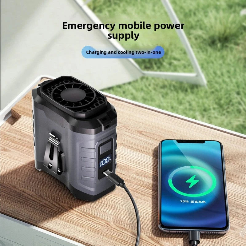 USB Rechargeable Wearable Fan with Power Bank Function