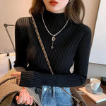 Half-neck sweater for women, slim-fit knitted fabric