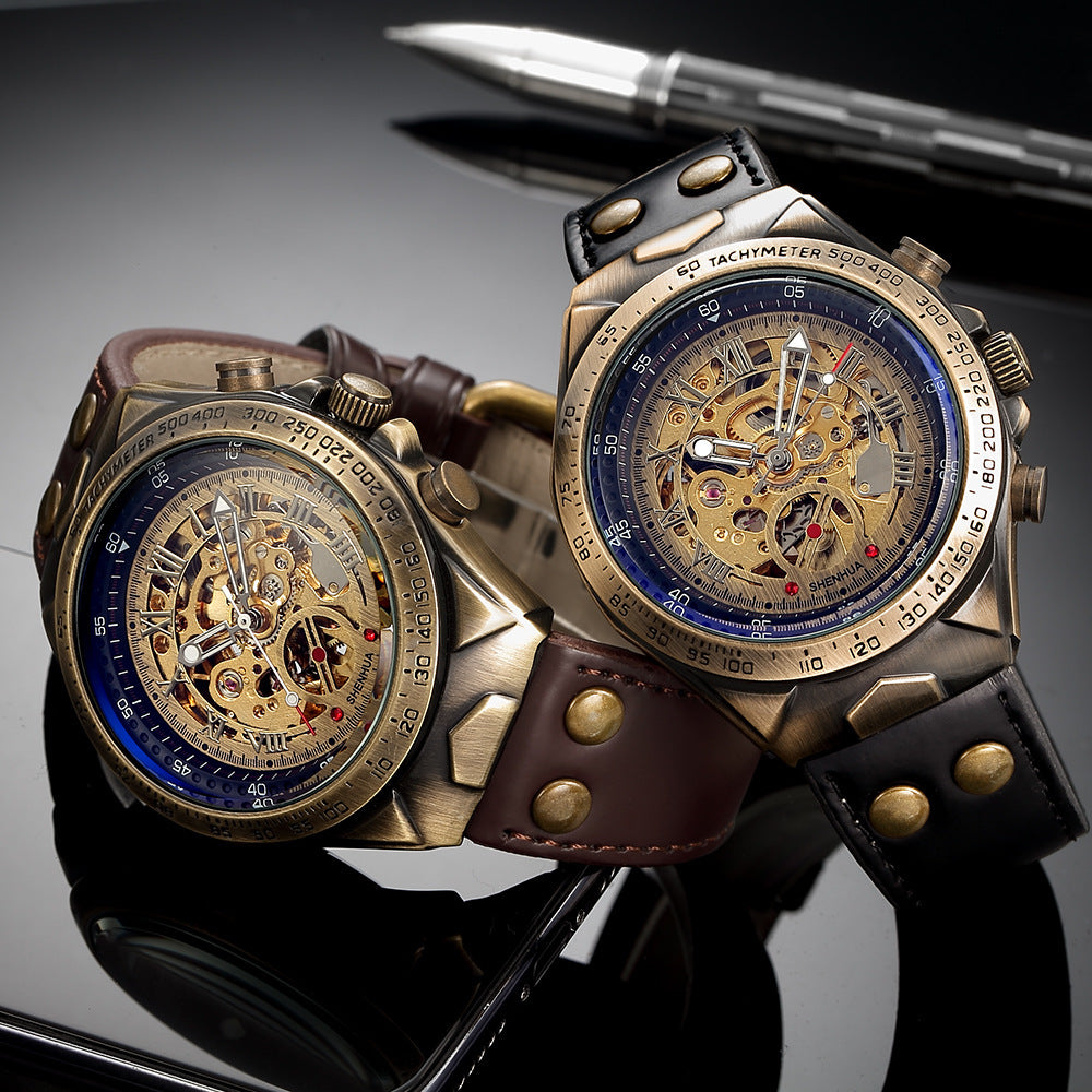Automatic Mechanical Watch with Hollow Dial