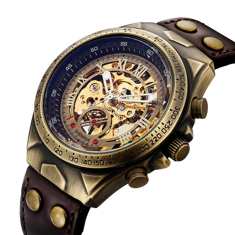 Automatic Mechanical Watch with Hollow Dial