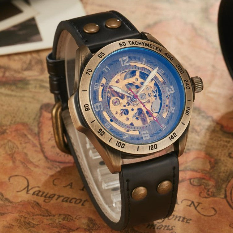 Automatic Mechanical Watch with Hollow Dial