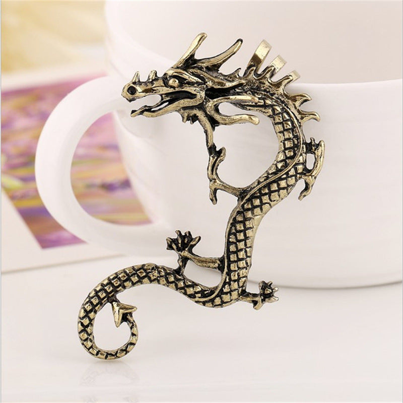 Flying Dragon Punk Earrings Non-Pierced Clip-On Style