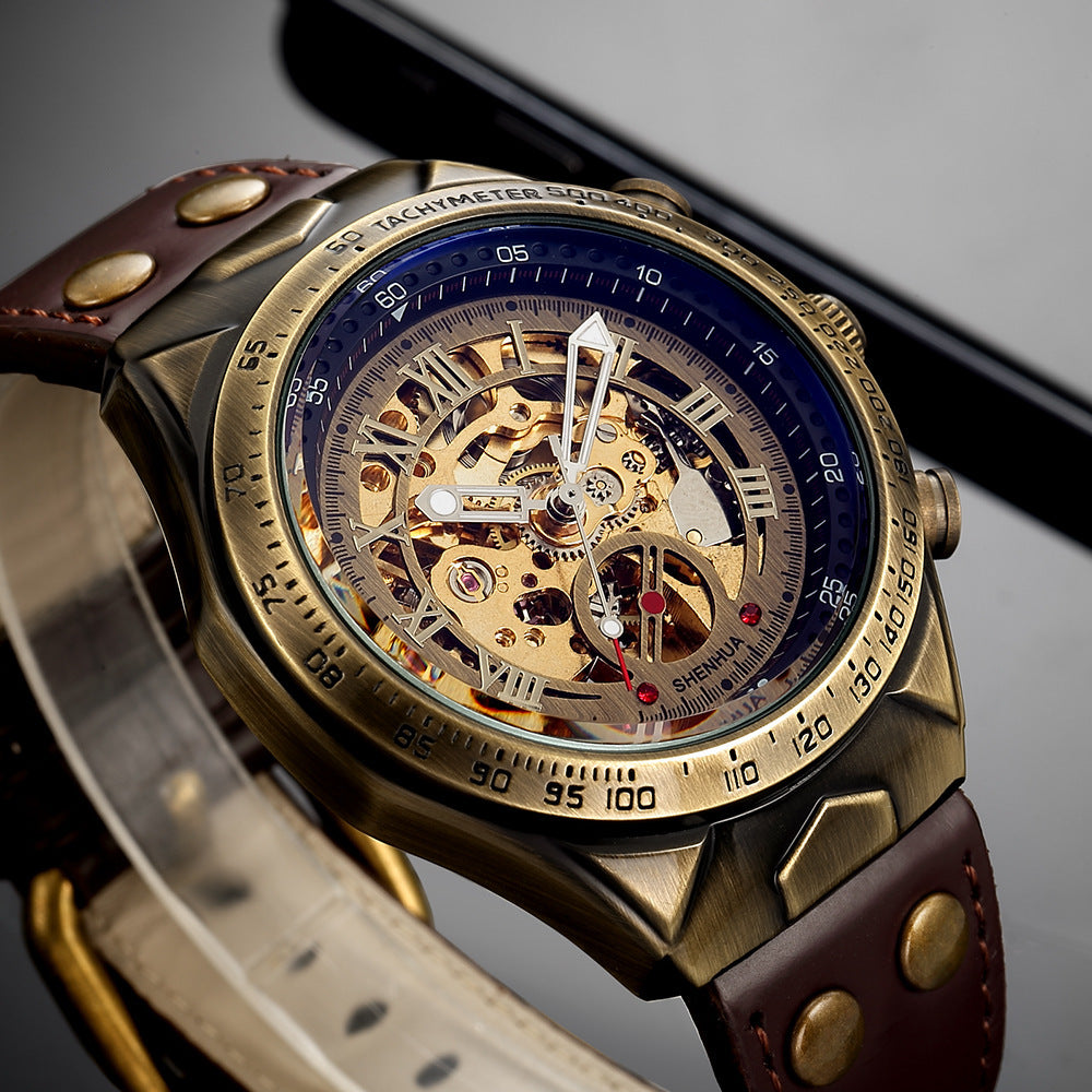 Automatic Mechanical Watch with Hollow Dial
